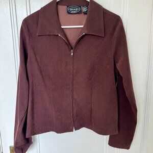Vintage Brown Selene Sport Zip Up Collared Lightweight Jacket
